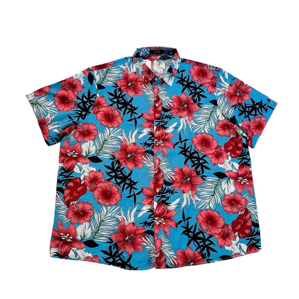 SSLR Hawaiian Men’s Floral Button-Up Shirt Short Sleeve Multicolor Size 4XL